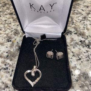 Kay Jewelers Heart Shaped ❤️ Necklace and Earrings